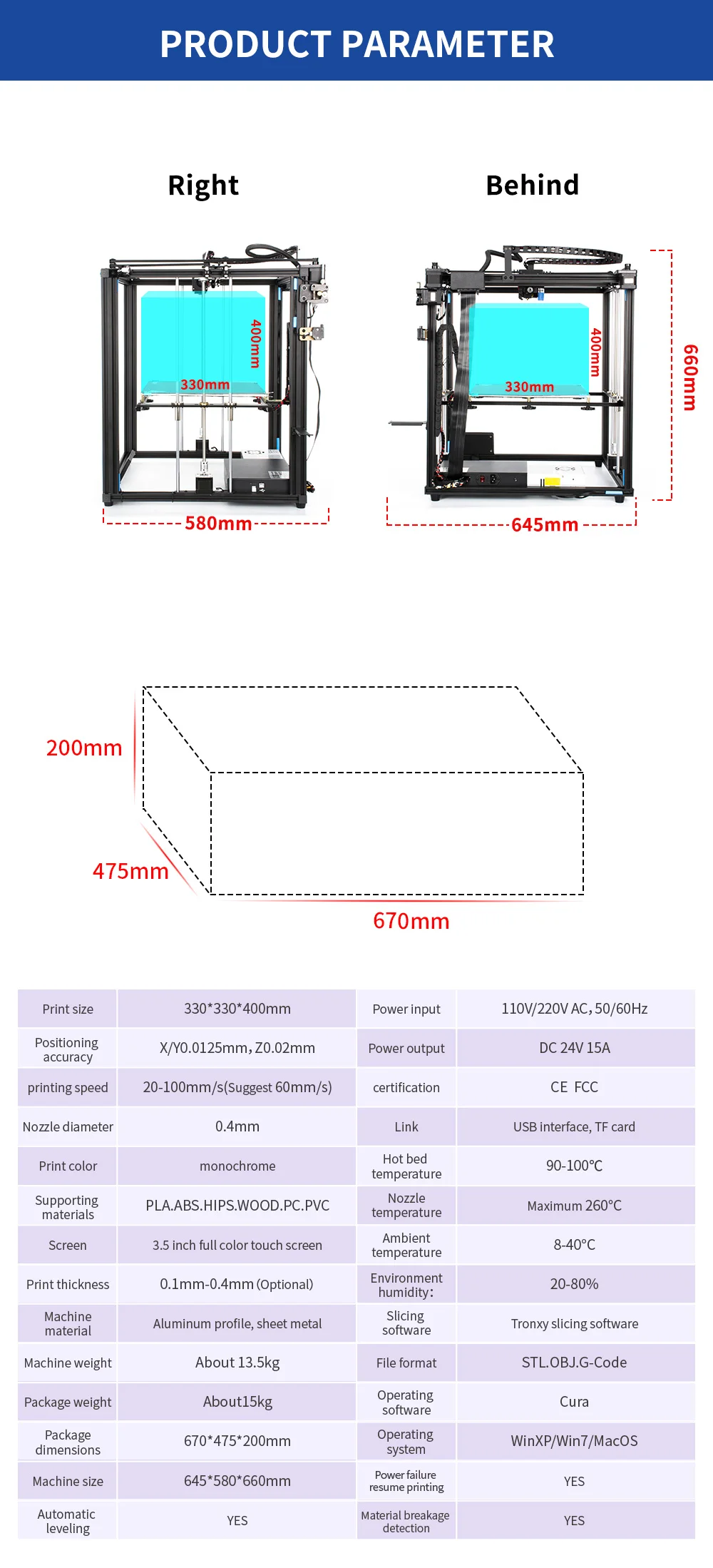 Description Picture 6 of itemTronxy 3D Printer X5SA DIY Kits CoreXY Structure  With Build Size 330*330*400mm Auto leveling 3D Impresora