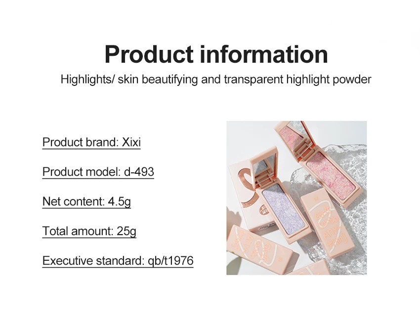 Description Picture 5 of itemShiny Pearl Light Highlighter Makeup Shimmer Highlight Eye Shadow Palette Face Makeup Facial Contour Brighten Lasting Highlight