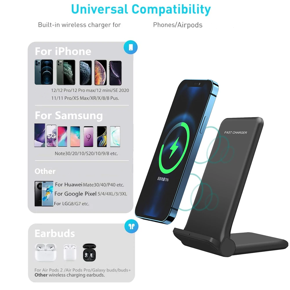 Description Picture 3 of item30W Folding Wireless Charger for iPhone 14 13 12 11 XS Max XR X 8 Samsung S22 S21 S20 Fast Charging Stand Pad For AirPods 3 Pro