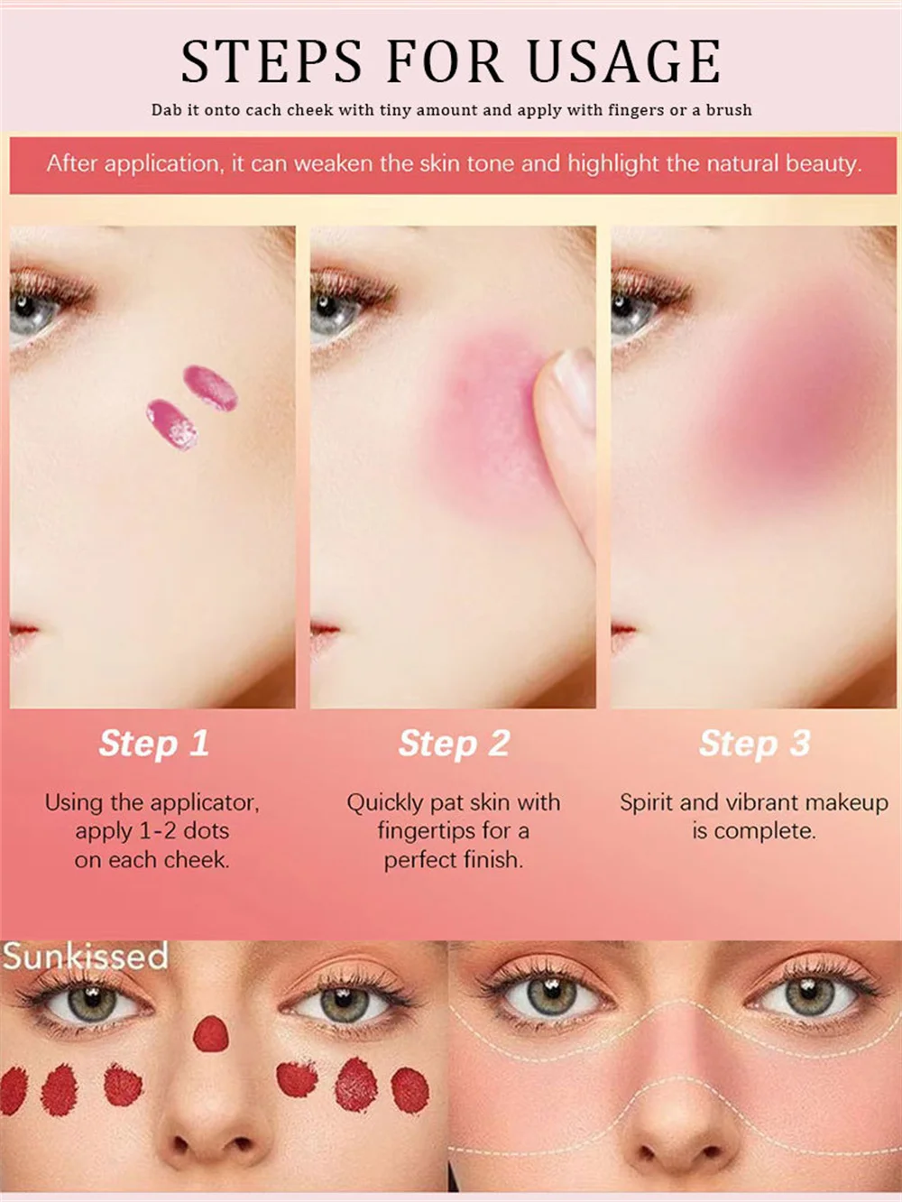 Description Picture 6 of itemAir Cushion Liquid Blusher Face Rouge Cheek Contouring Silky Watery High-gloss Blush Cream Natural Lasting High Color Rendering