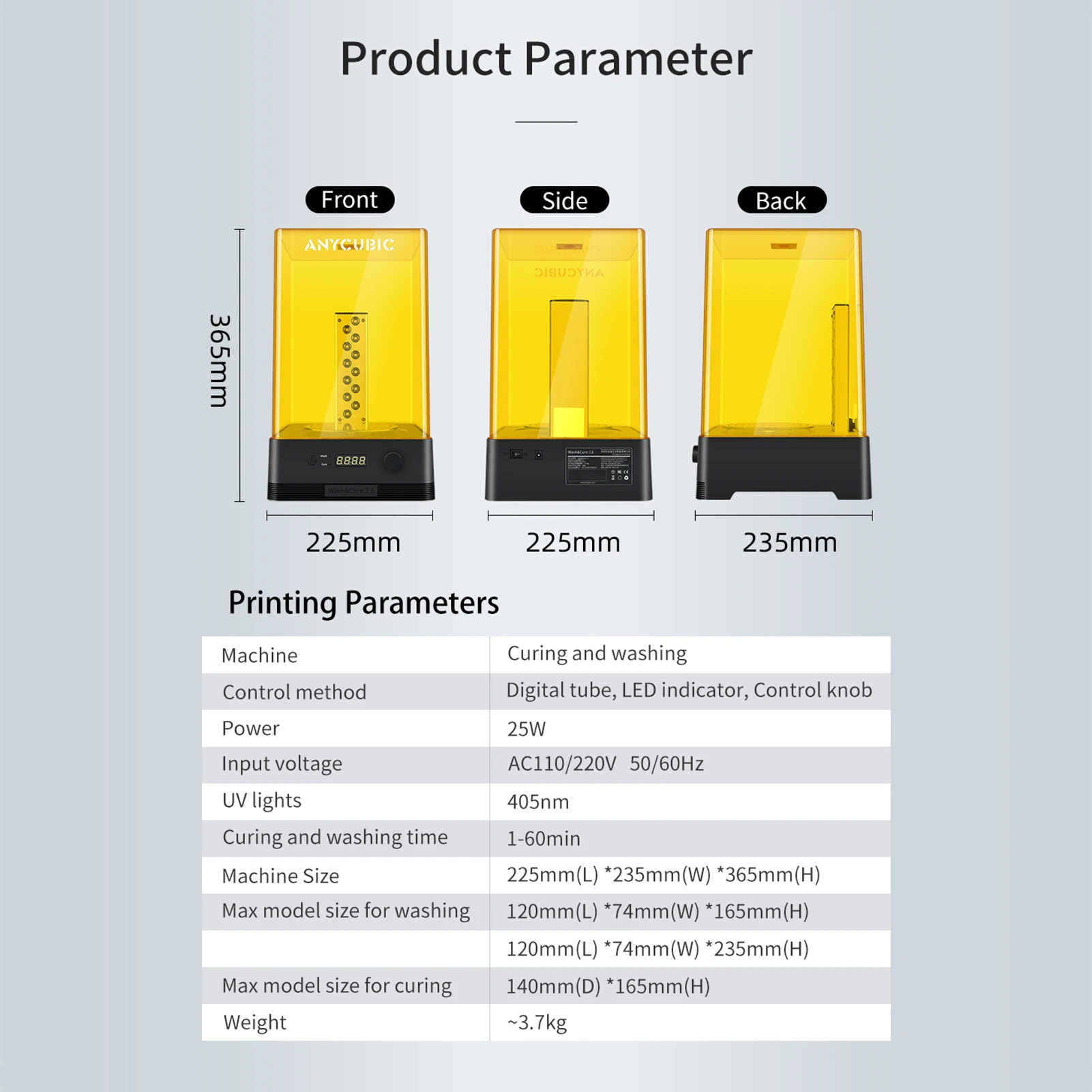 Description Picture 3 of itemANYCUBIC Wash & Cure 2.0 Upgraded 2 in 1 Wash and Cure Machine for Photon Photons LCD SLA DLP 3D Printer Models UV Rotary