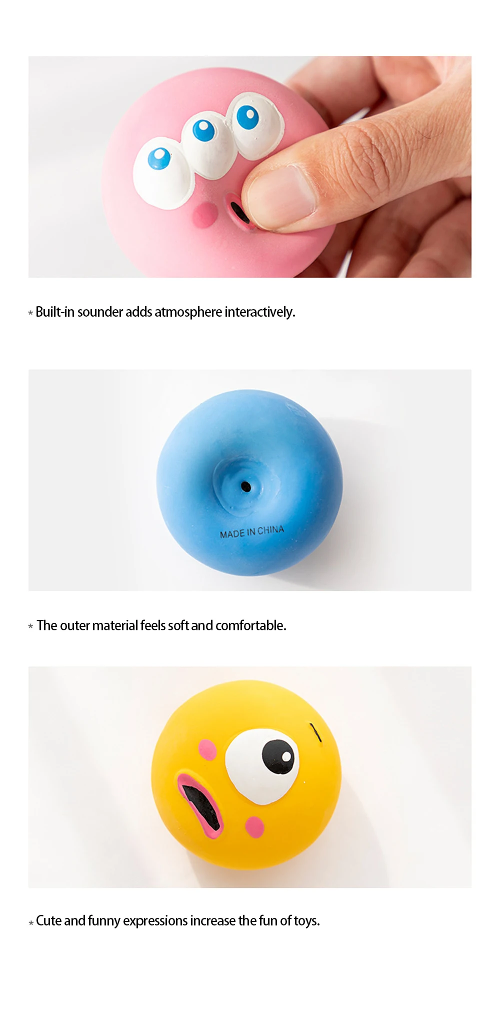 Description Picture 6 of itemPet Dog Ball Dog Sounds Chews Toy Cute Cartoon Big Eyeball Environmental Protection Portable Interactive Pet Toy Puppy Supplies