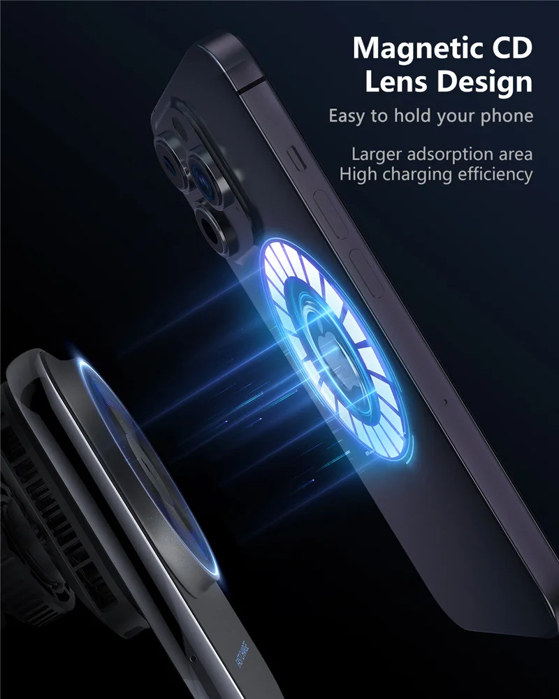 Magnetic Car Wireless Charger Car Phone Holer Mount Ice Cold 15W Fast Charging Station for Macsafe iPhone 14 13 12 Pro Max Mini