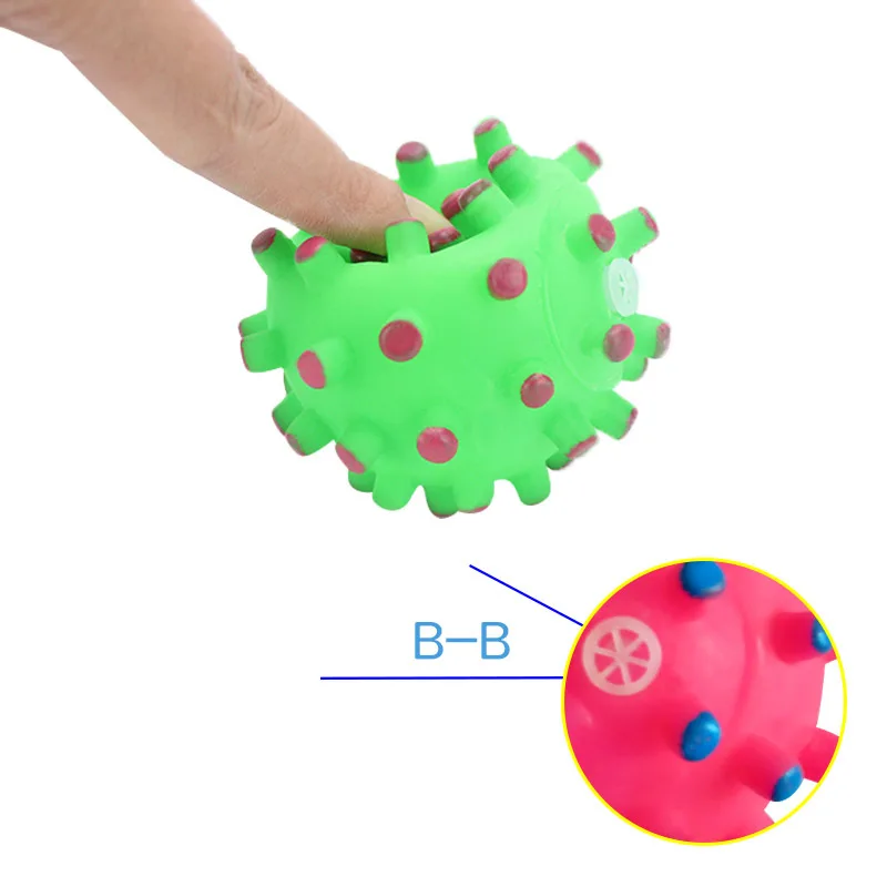 Description Picture 5 of item2pcs Random Round Dog Ball Toy Durable Puppy Training Ball Decompression Display Mold Squeaky Interactive Training Pet Ball Toy