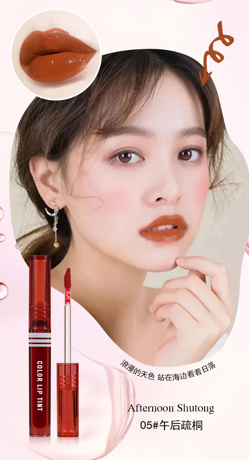 Description Picture 6 of itemFull Color Makeup Lip Tint Mirror Lipstick Lasting Waterproof Lip Gloss Blusher Korean Style Sexy Red Moisturizer Lip Cosmetics
