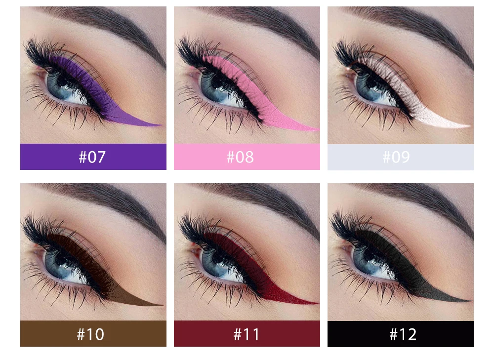 Description Picture 6 of item12 Colors/Box Color Liquid Eye Liner Waterproof White Eyeliner Pencil Makeup Set Cosmetics Long-Lasting Make Up Colored Blue Pen