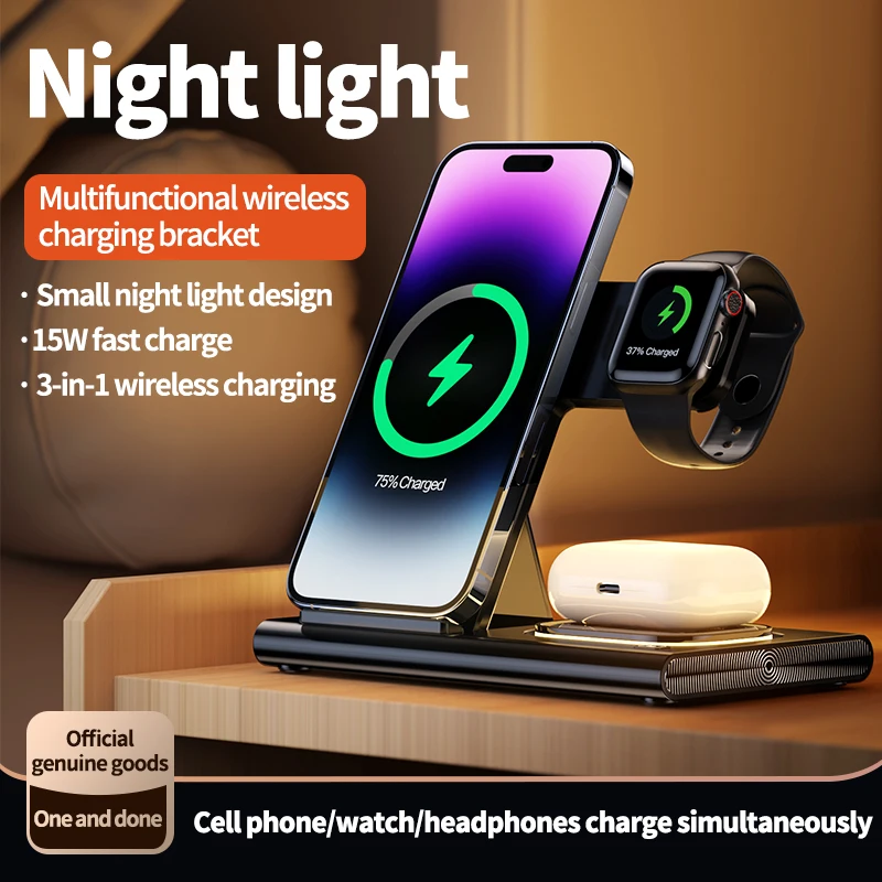 2023 HAAYOT 3 in 1 Wireless Chargers For iPhone 14 13 12 Series Fast Charging Dock Station For Apple Watch 8/7/6 Airpods Samsung