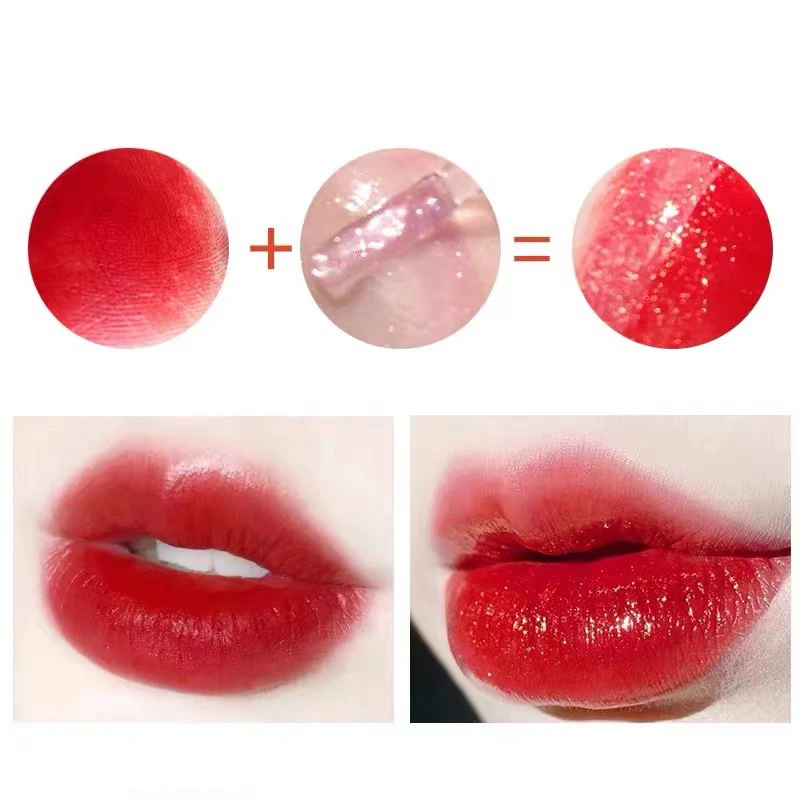 Description Picture 2 of itemDouble-end Water Light Lip Gloss Purple Glitter Mirror Lip Tint Waterproof Not Fade Lasting Moisturizer Lip Plumper Lipsticks