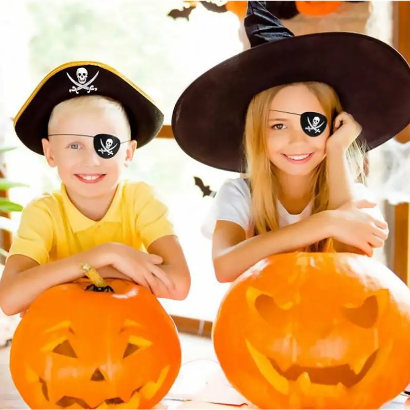 Felt Pirate Eye Patches Halloween Pirate For Kids Theme Party One Eye Skeleton Captain Eyepatch Halloween Party Skull Eye Masks