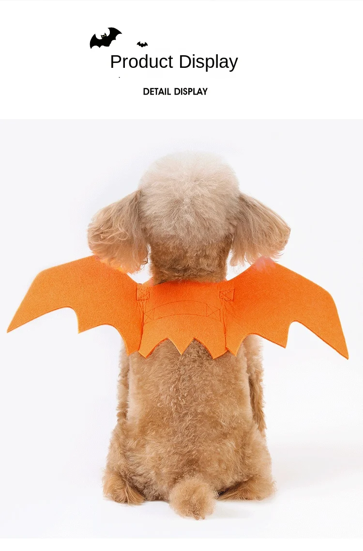 Description Picture 6 of itemHalloween Pet Costume Cat Clothes Dog Costumes Pet Clothes Bat Wings Bell Chest Strap Creative Cat Dog Bat Wings Transformation