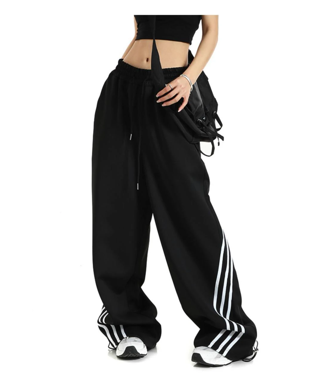 Description Picture 5 of itemDeeptown Oversized Harajuku Sweatpants Women Black Striped Korean Streetwear Vintage Wide Leg Jogger Pants Kpop Hippie Trousers