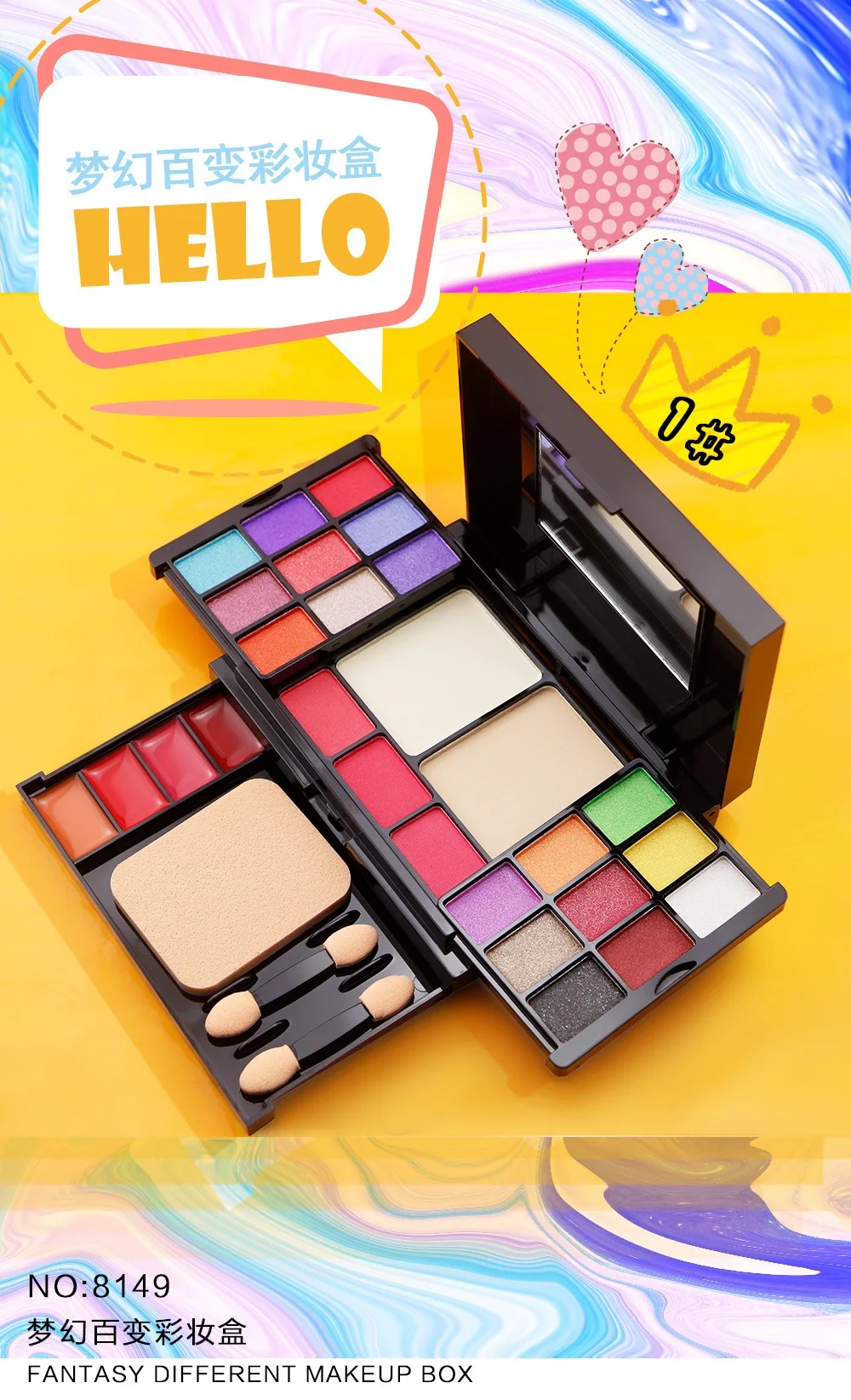 Description Picture 3 of itemFull Makeup Set Include Eye Shadow Palette Blusher Concealer Contour Highlight Lipstick Eyebrow Powder Brush Cosmetic Makeup Kit