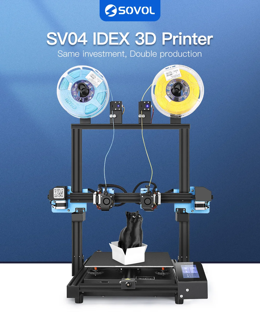 Description Picture 2 of itemSovol SV04 3D Printer Independent Dual Extruder IDEX Auto Leveling TMC2209 Silent Driver impressoras 3d Profissional Large Build
