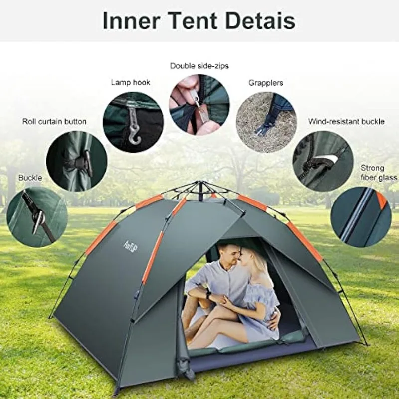 Description Picture 5 of itemAmflip Camping Tent Automatic 2-3 Man Person Instant Tent Up Ultralight Dome Tent 4 Seasons Waterproof & Windproof Camping