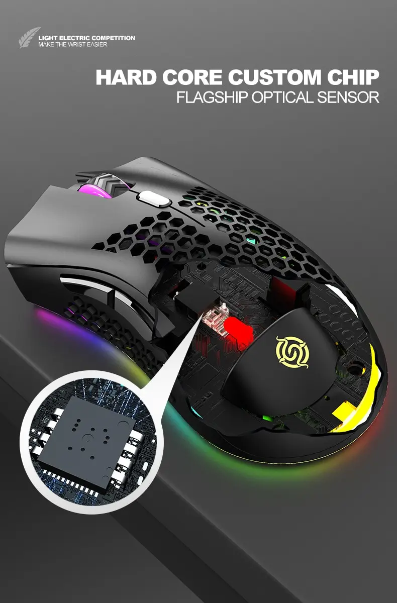 Description Picture 4 of itemBM600 Rechargeable Gaming Mouse USB 2.4G Wireless RGB Light Honeycomb Gaming Mouse Desktop PC Computers Notebook Laptop Mice
