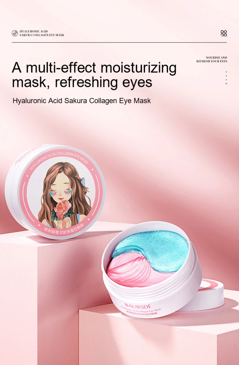 Description Picture 3 of itemSakura Collagen Eye Mask Face Mask Gel Eye Patches Remove Eye Bags Wrinkle Dark Circles Whitening Eye Care 60pcs TSLM1