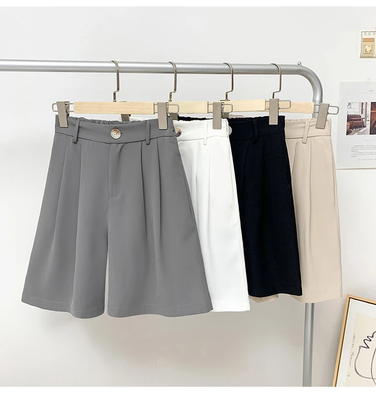 Description Picture 4 of item2023 Suit Shorts Women's Summer Korean Retro Casual Loose Straight Mid-length Pants Drape Feeling Wide Leg Five Quarter Pants