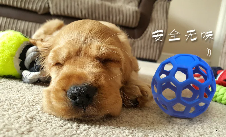 Description Picture 3 of itemDog Toy Ball Plastic Bell Pet Interactive Training Toy Ball Hollow Toy Ball Dog Chew Toys Molar Bite Rubber Chew Ball Puppy