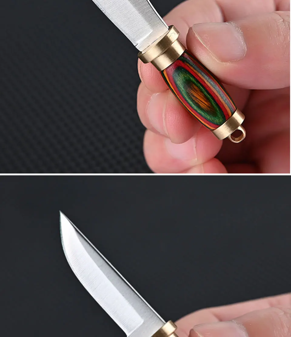 Description Picture 5 of itemNew Straight Knife Outdoor Camping Hunting Self Defence Survival Brass Knife High Hardness Military EDC Tool Sharpeners Pocket