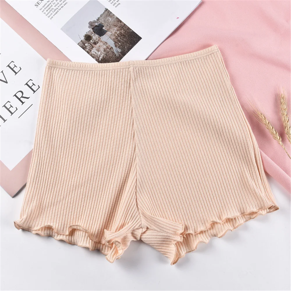 Women Safety Short Pants Lingerie Panties Security Ribbed Striped Seamless Elastic Underwear Boxer Shorts