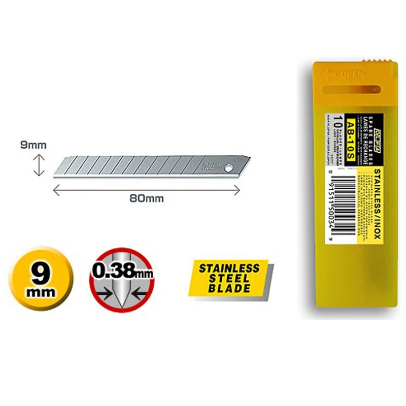 Description Picture 2 of item10pcs OLFA AB-10S Precision Stainless Steel 9mm Standard-Duty Stainless Snap-off Blade