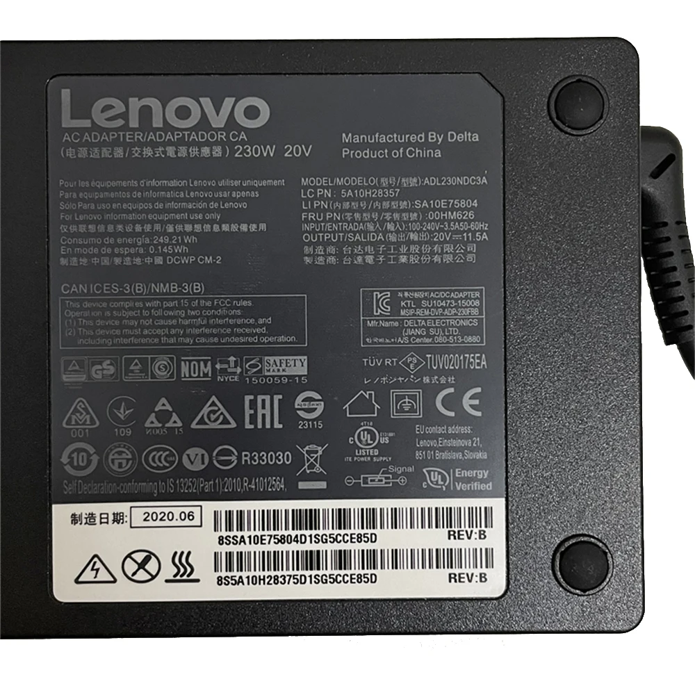 Genuine Iconic Brand ADL230NDC3A 20V 11.5A 230W USB Notebook Charger Legion Y7000P W541 P50 P51 P70 P71 A940 00HM626 Power Adapter