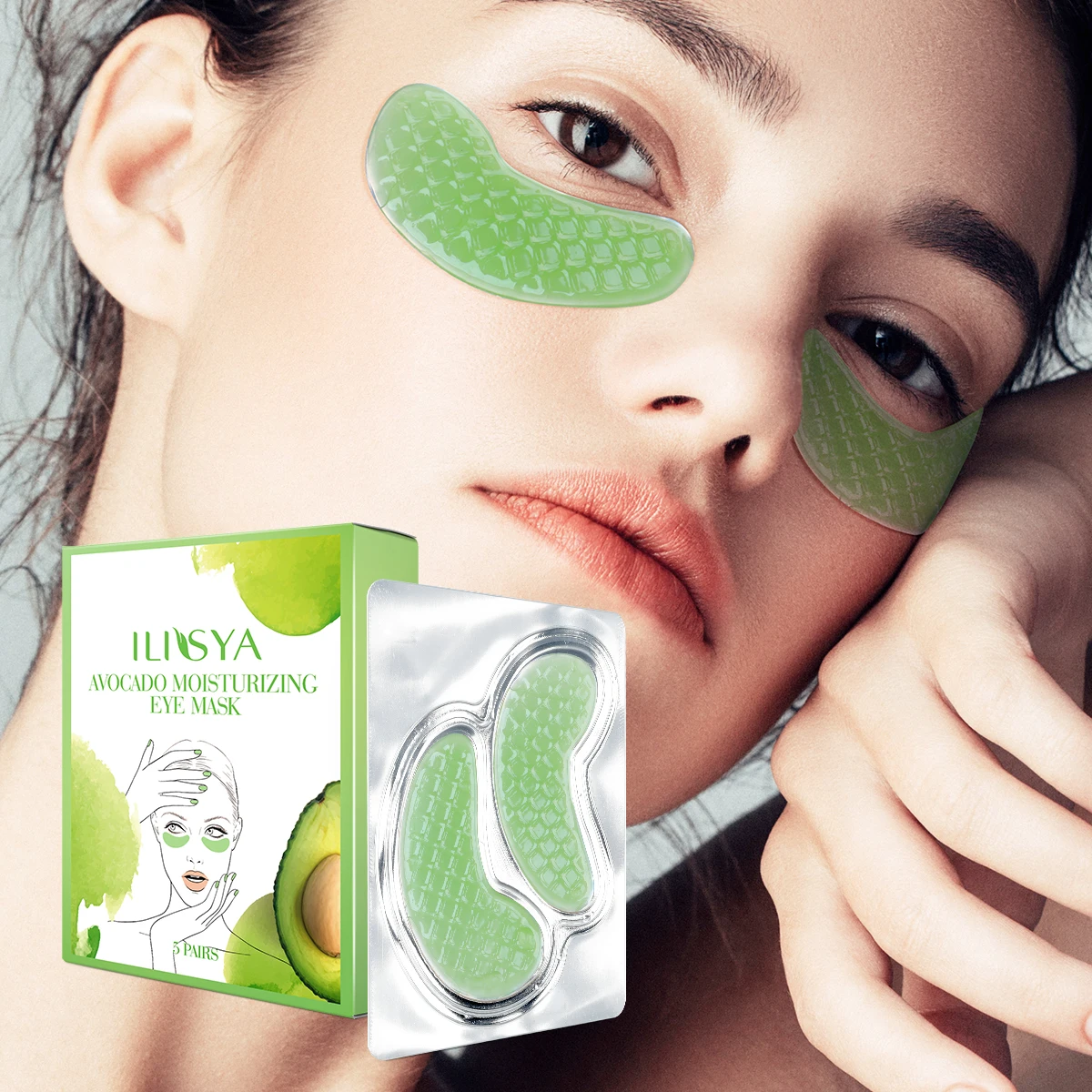 Description Picture 2 of item5 Pairs Avocado Under Eye Patches Eye Gel Pads Reduce Dark Circles Puffy Eyes Undereye Bags Wrinkles