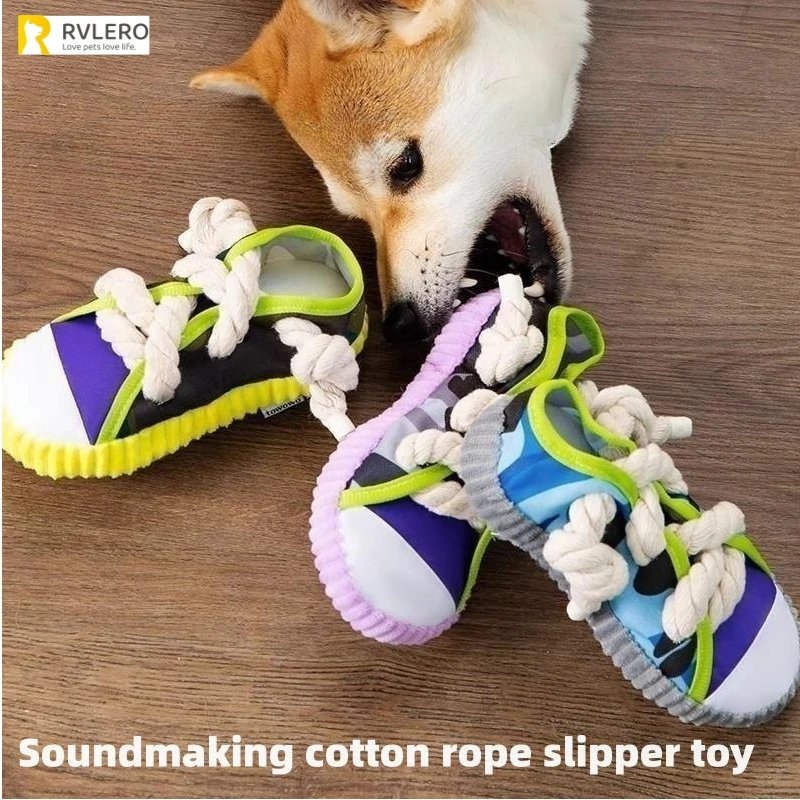 Description Picture 2 of itemDog Toys Pet Cotton Rope Slippers Sound Making Toys Dog Teeth Grinding Cleaning Teeth Built-in BB Airbag Round Ball Bell Various