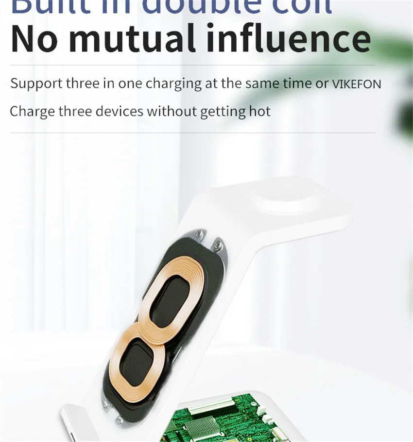 Description Picture 6 of item15W Wireless Charger Stand For iPhone 14 13 12 11 8 Apple Watch 3 in 1 Fast Charging Docking Station for Airpods Pro iWatch 8 7