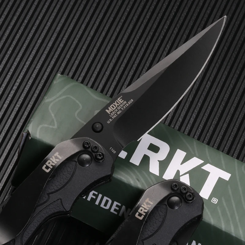 CRKT 7116 Moxie EDC Folding Pocket Knife Military Ourdoor Combat Knives, 3.22'' Black Blade Edc Forces Hunter Multi Hand Tool