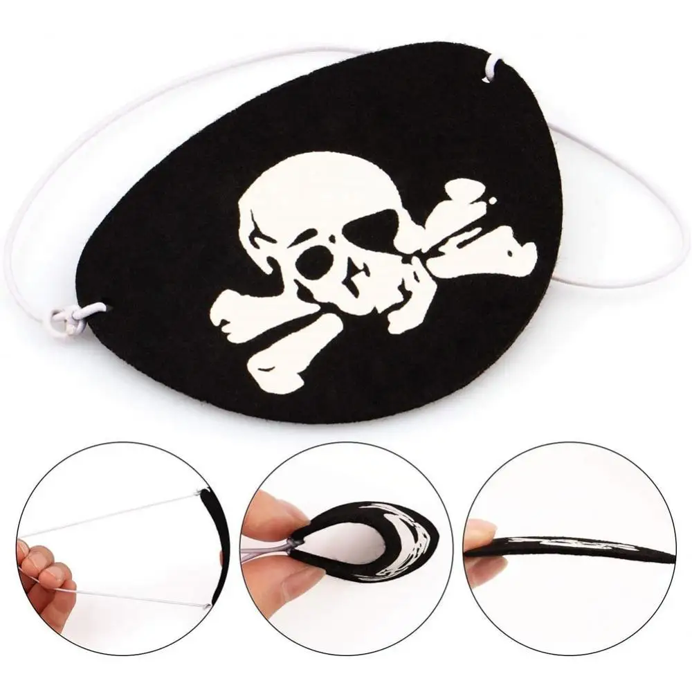 Felt Pirate Eye Patches Halloween Pirate For Kids Theme Party One Eye Skeleton Captain Eyepatch Halloween Party Skull Eye Masks