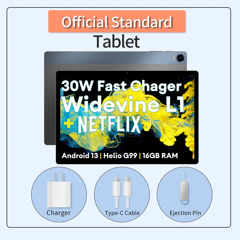 Headwolf HPad 5 Android 13 Tablet 10.5 inch Max 16GB RAM 128GB ROM Phone Tablet PC Widevine L1 Battery 8500 mAh Camera 8MP+20MP