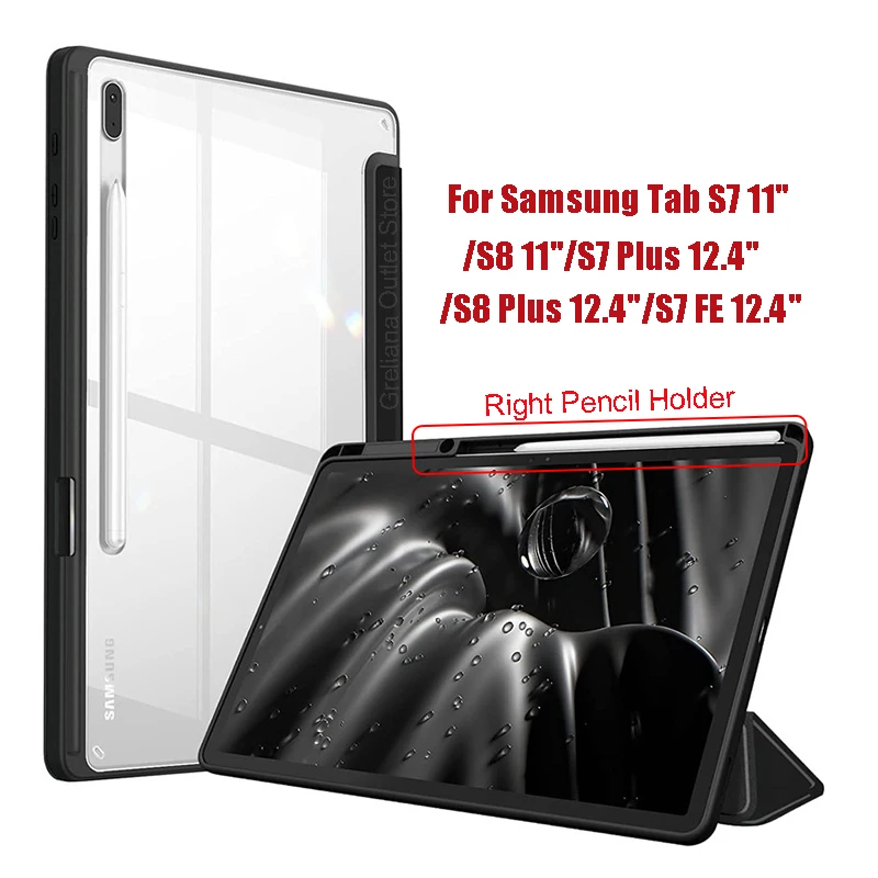 Description Picture 4 of itemFor Samsung Galaxy Tab S9 S8 S7 Plus FE 12.4 inch Case Transparent Back Tablet Cover For Tab S7 S8 11