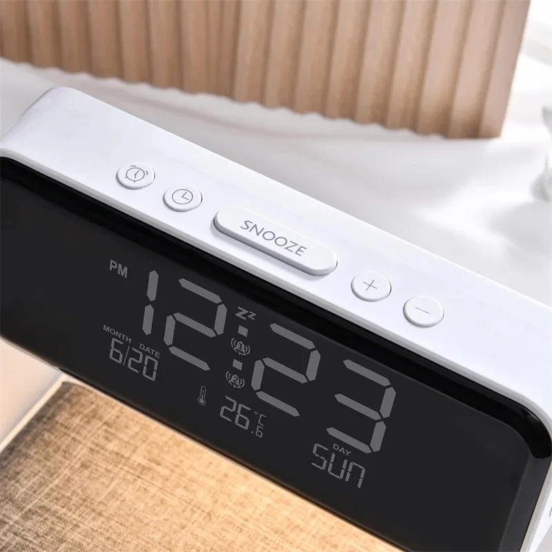 Creative 3-in-1 Bedside Lamp Wireless Charging LCD Alarm Clock Wireless Phone Charger for Iphone