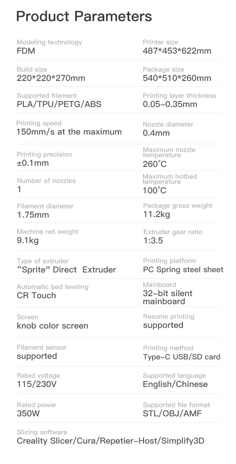 CREALITY 3D Printer Ender-3 S1/PRO/PLUS Silent Motherboard Support Resume Power Failure Printing CR Touch Automatic Bed Leveling