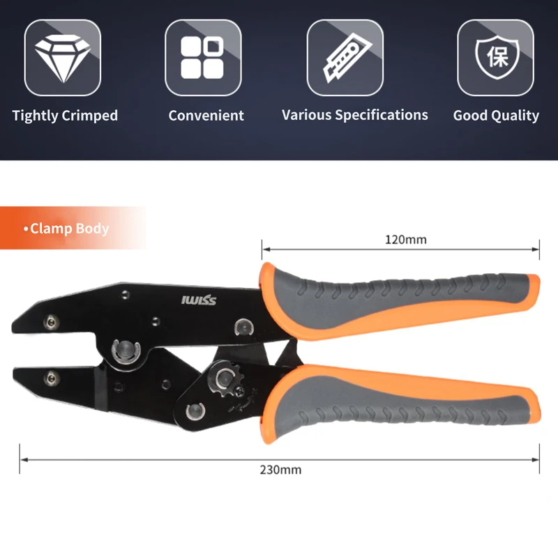 Description Picture 4 of itemCrimping Pliers Clamp Tools Multifunctional Electrica Terminals Crimp Interchangeable Dies Wire Crimper Crimping Tools Ratchet