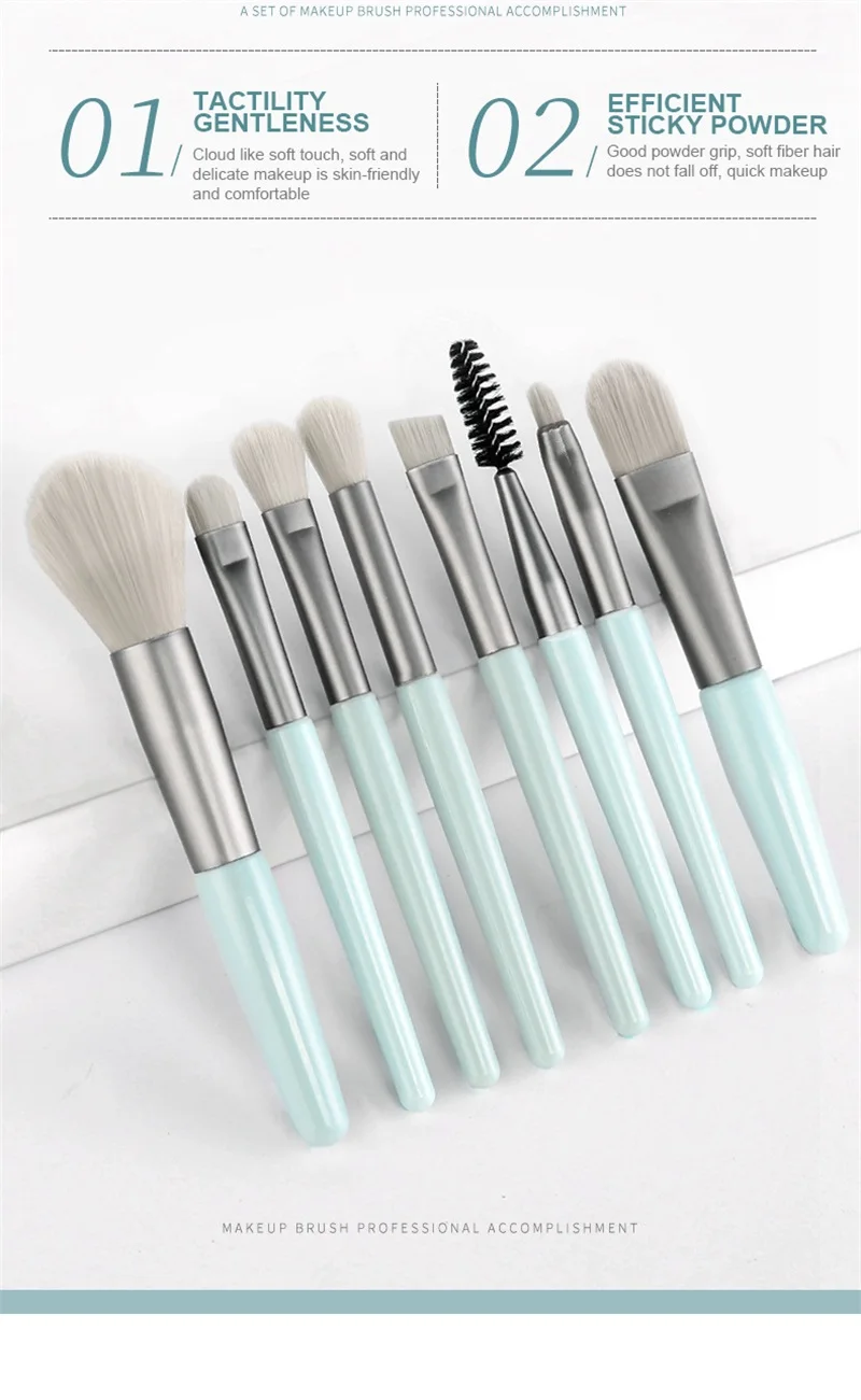 Description Picture 6 of item8Pcs Professional Makeup Brushes Set Cosmetic Powder Eye Shadow Foundation Blush Blending Concealer Beauty Make Up Tool Brushes