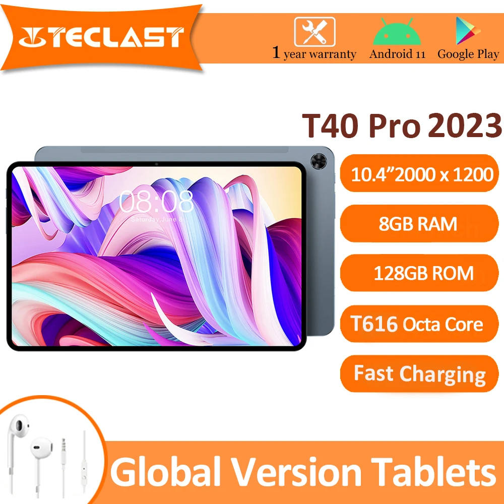 Teclast T40 Pro 2023 10.4 inch Tablet 2000x1200 IPS 8GB RAM 128GB ROM UNISOC T616 Octa Core Android 12 4G Network Fast Charging