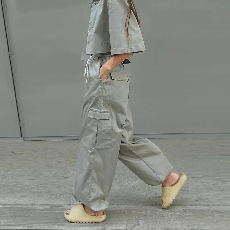 Description Picture 6 of itemHOUZHOU Cargo Pants for Women Parachute Streetwear Joggers High Waist Loose Casual Trousers Khaki Clothing Female Pocket