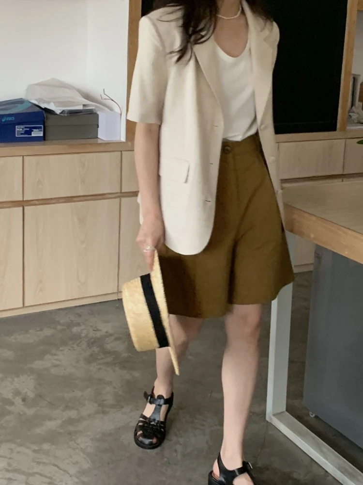 Description Picture 6 of itemSummer 2022 New Korean Casual Shorts Straight High Waist Loose Wide Leg Pants pants women  woman pants