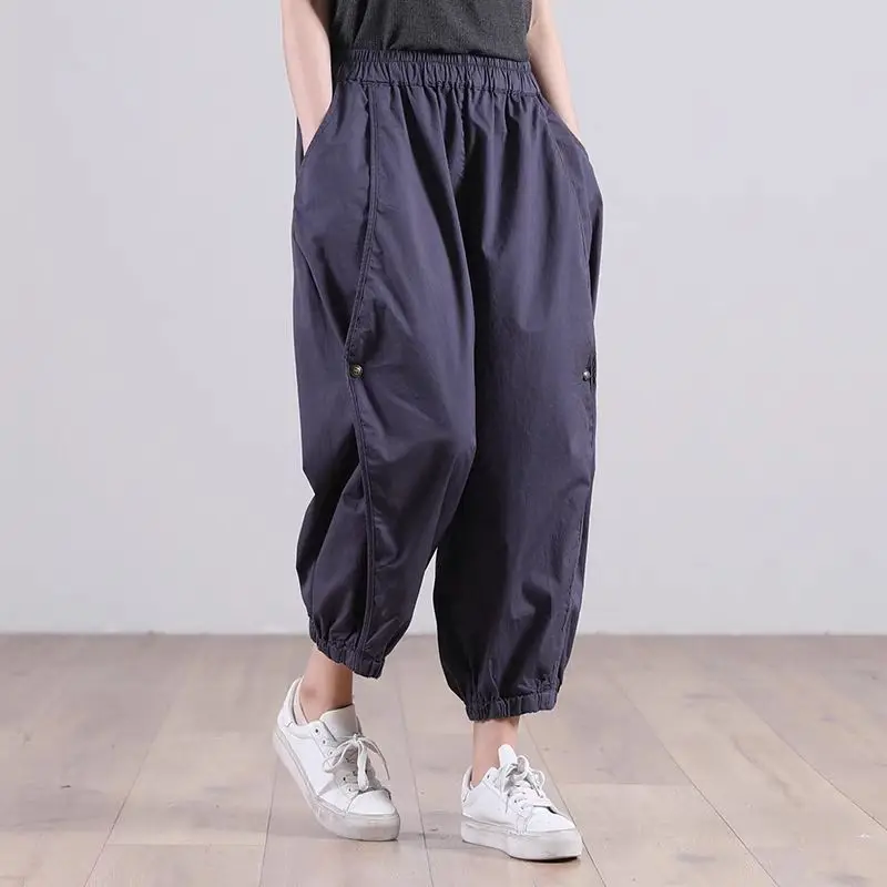 Description Picture 2 of itemDeeptown 90s Vintage Women's Cargo Harem Pants Korean Streetwear Y2k Black Trousers Casual Baggy Joggers Harajuku Fashion Hippie