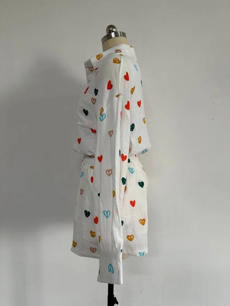 Description Picture 5 of itemSummer Outfits for Women 2023 New Ruffled Love Print Shirt Wide Leg Shorts Casual Two Piece Set for Women Elegant Short Sets