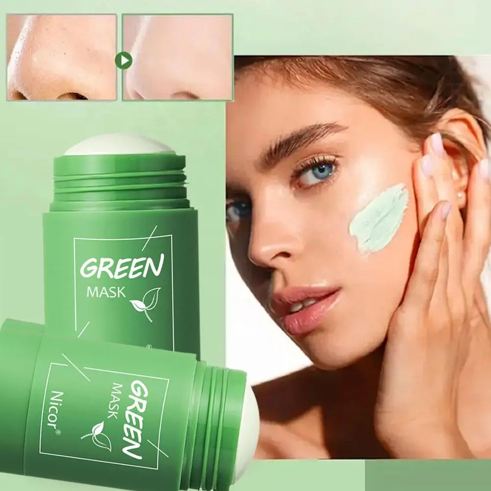 40g Green Cleansing Mask Green Tea Cleansing Stick Blackheads Mask Apply Moisturizing Acne Shrink Pores Deep Cleansing Mask