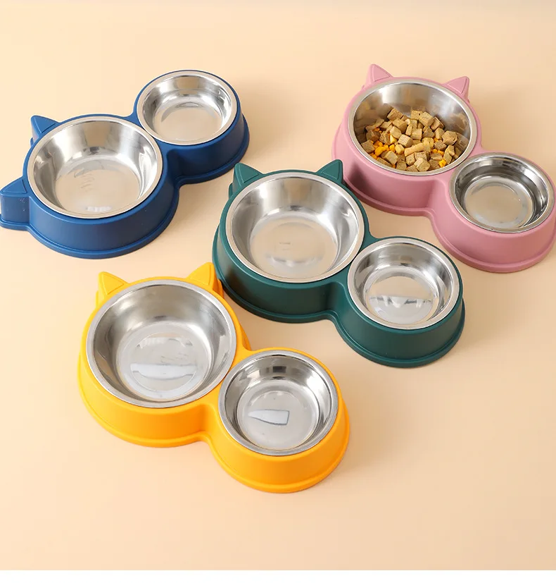 Description Picture 6 of itemNew puppy Kitten feeding supplies Two pet bowls Dog food drinker Stainless steel pet drinking dish Feeder access device