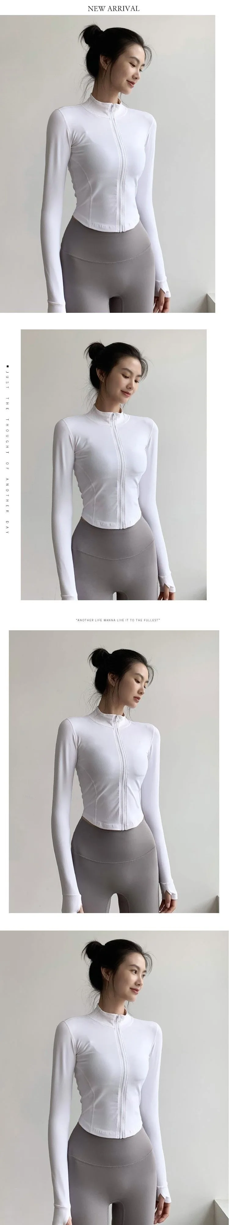 Description Picture 2 of itemSummer Thin Yoga Wear Women's Running Sportswear Tops Zip Up Sweatshirt Workout Fitness Clothes Cardigan Slim Tight Jacket