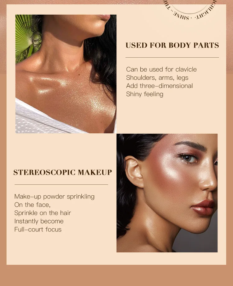 Description Picture 4 of itemHighlighter Powder White Moonlight Polvo De Hadas Glitter Shimmer Contour Shading Illuminator for Women Face Body Makeup