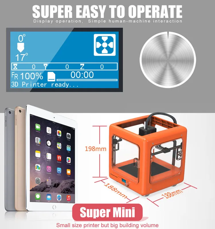 Easythreed MINNIE mini 3d printer with screen for Kids consumer gift personal easy to use personal portable