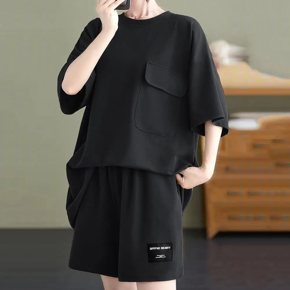 Description Picture 6 of itemSportswear Elastic Waist Oversized Women T-shirt Shorts Set Female Clothes