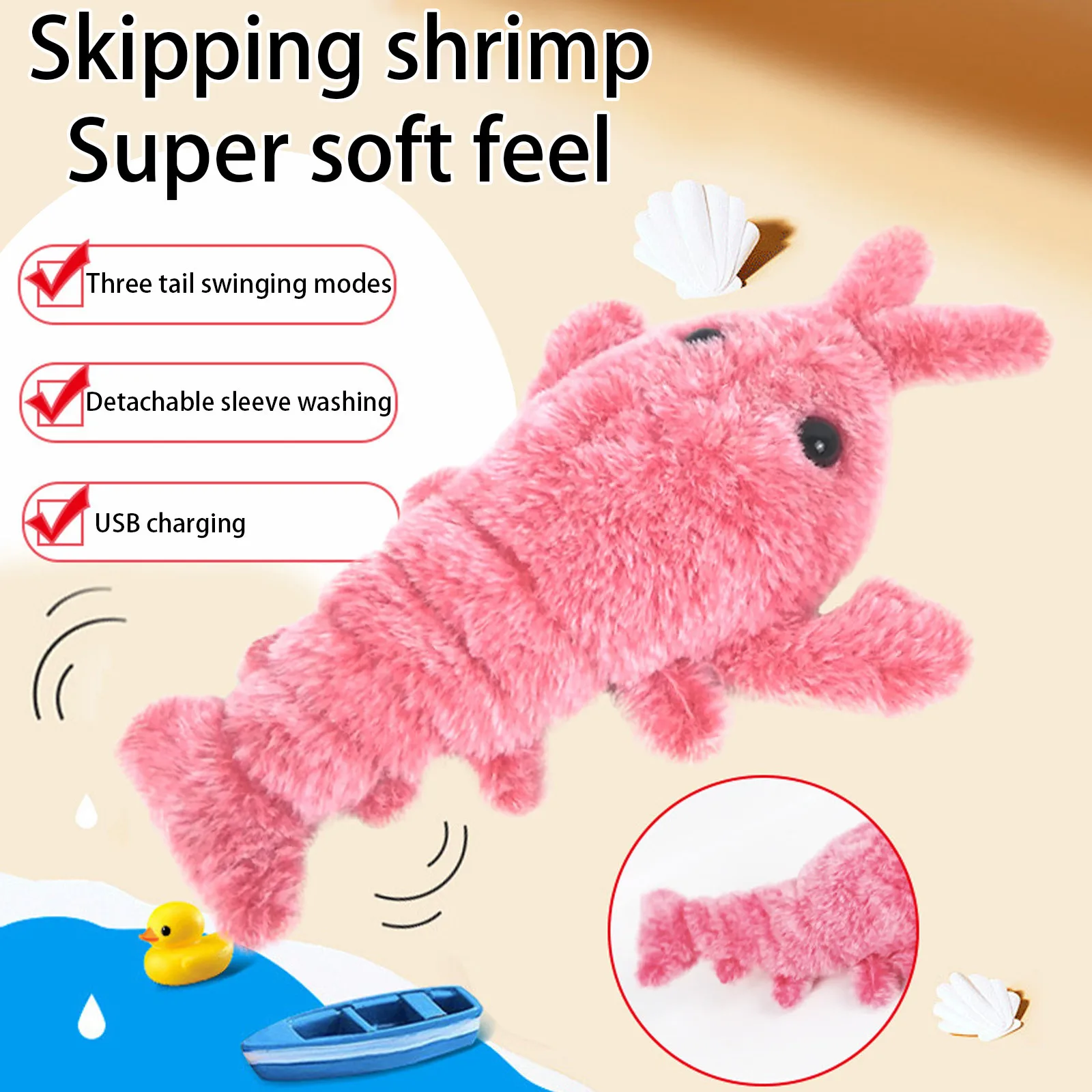 Description Picture 4 of itemJumping Shrimp Cat Interactive Toys Electric Lobster Washable Plush Toys Vibration Sensor Cats Toy Pet Dog Kitten Stuffed Toy