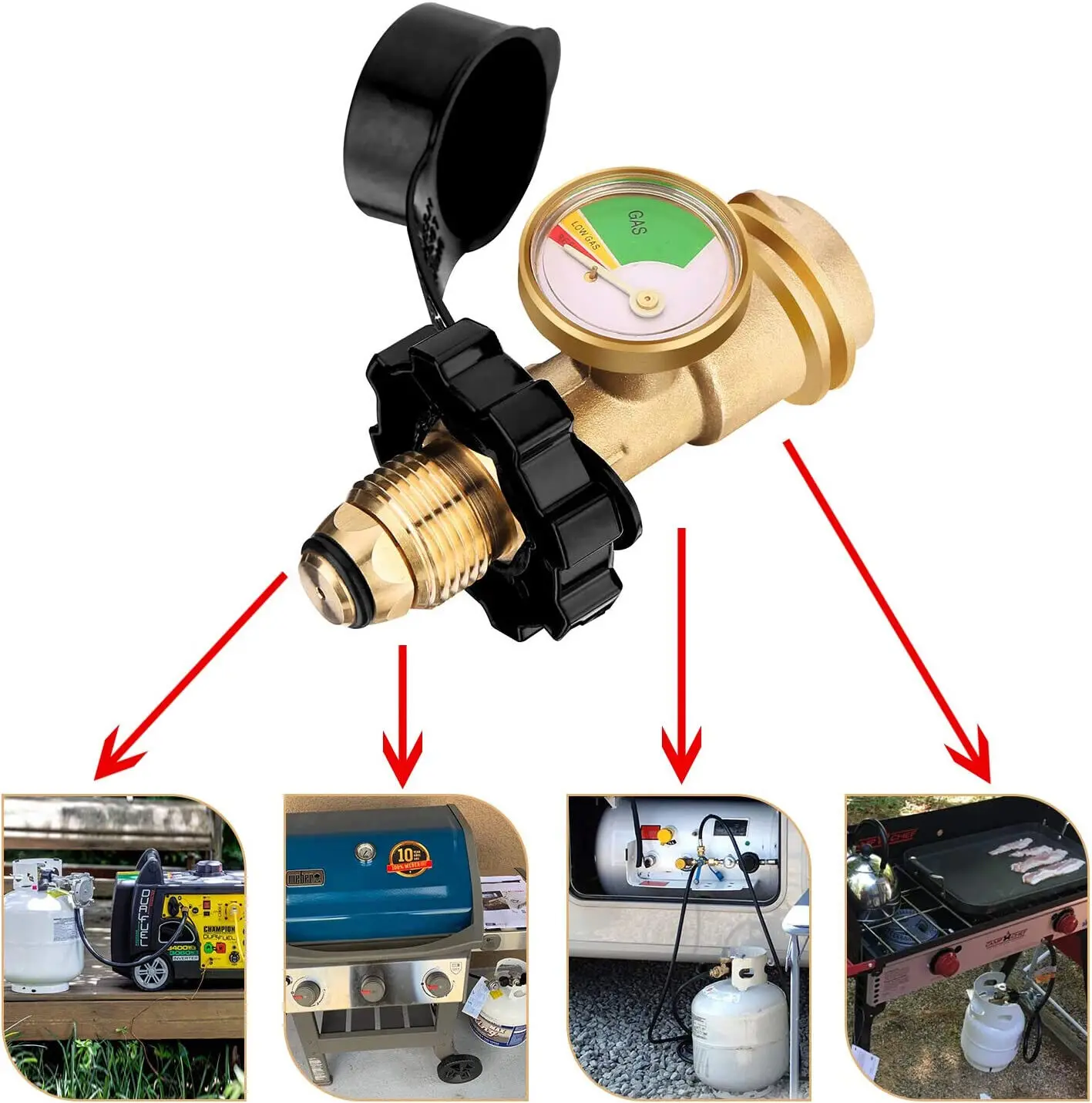 Description Picture 2 of itemHigh Low Gas Pressure Gauge Level Indicator Propane Tank Bottle Cylinder POL to QCC1 Type1 Propane Tank Adapter for Outdoor